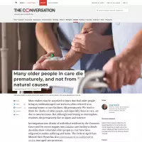 Many older people in care die prematurely, and not from natural causes